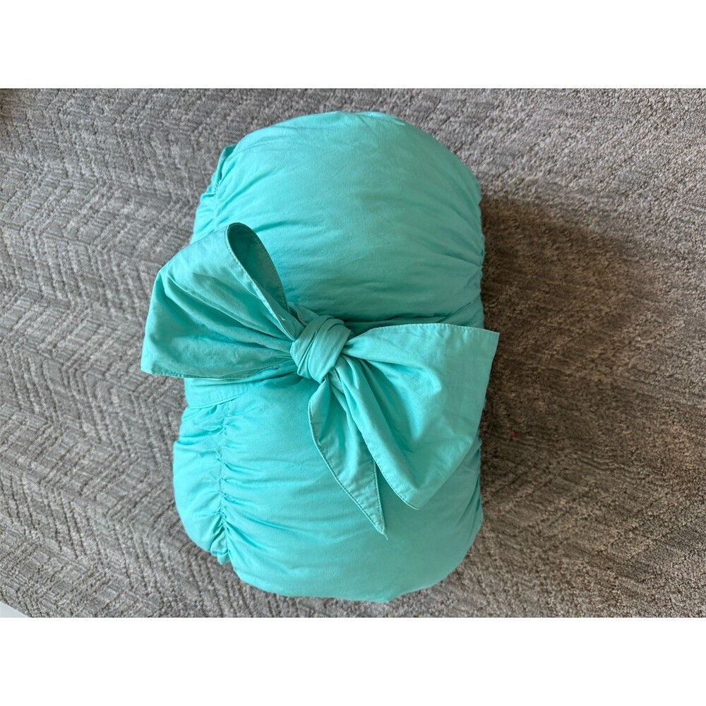 PBteen Pottery Barn Teen Sleeping Bag Teal Aqua Purple Floral Zip 32x75 - Picture 12 of 13